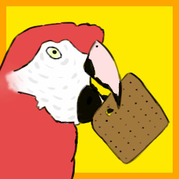 Polly the parrot eating a cracker